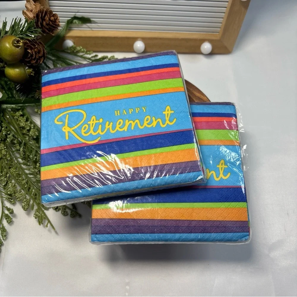 Happy Retirement Party Postcard Style Invitations 32 Retirement Stripes Pattern